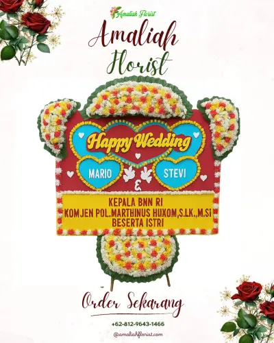 Karangan Papan Bunga Pernikahan di Panggisari